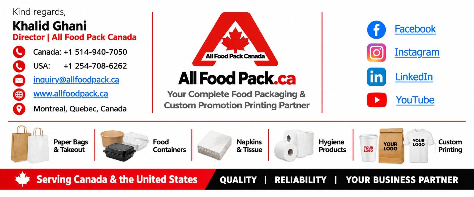 All Food Pack Canada Contact Information